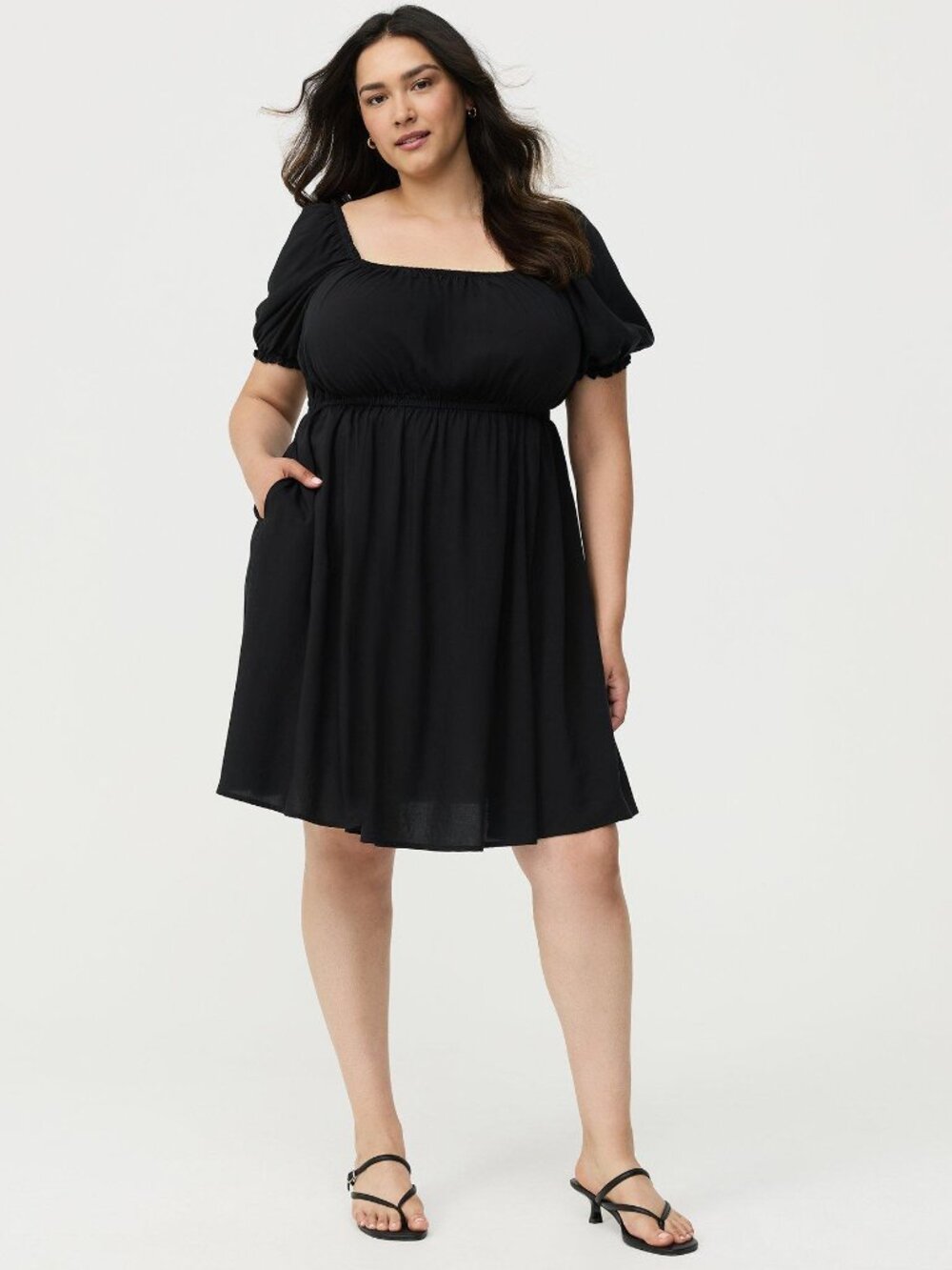 Torrid Puff Sleeve Challis Black Mini Dress 00 M 10